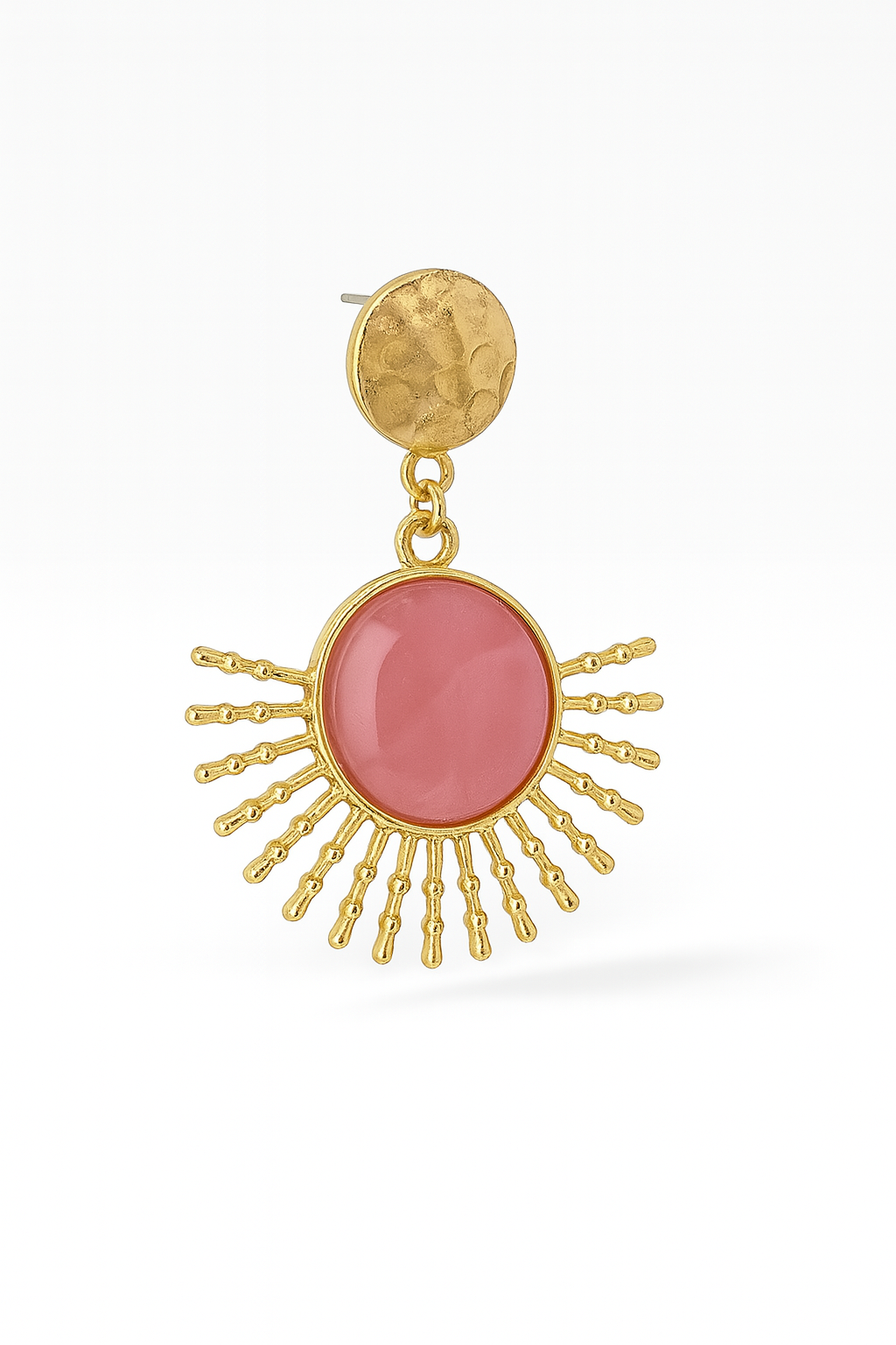 Blush Sunburst Işıltılı Küpe – Aşkın ve Işığın Zarif Buluşması