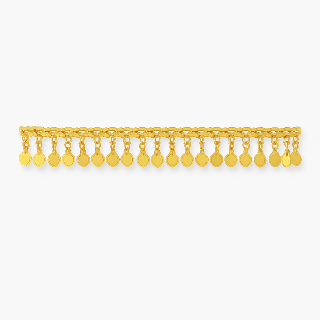 Golden Dangle Disc Anklet – Elegant Summer Beach Jewelry