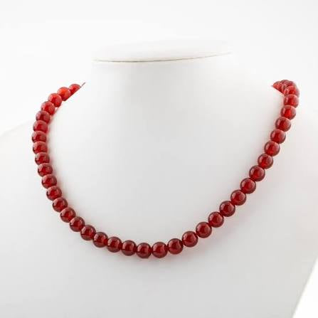 Red Agate Natural Stone Bead Necklace – Bold Elegance for Everyday Style