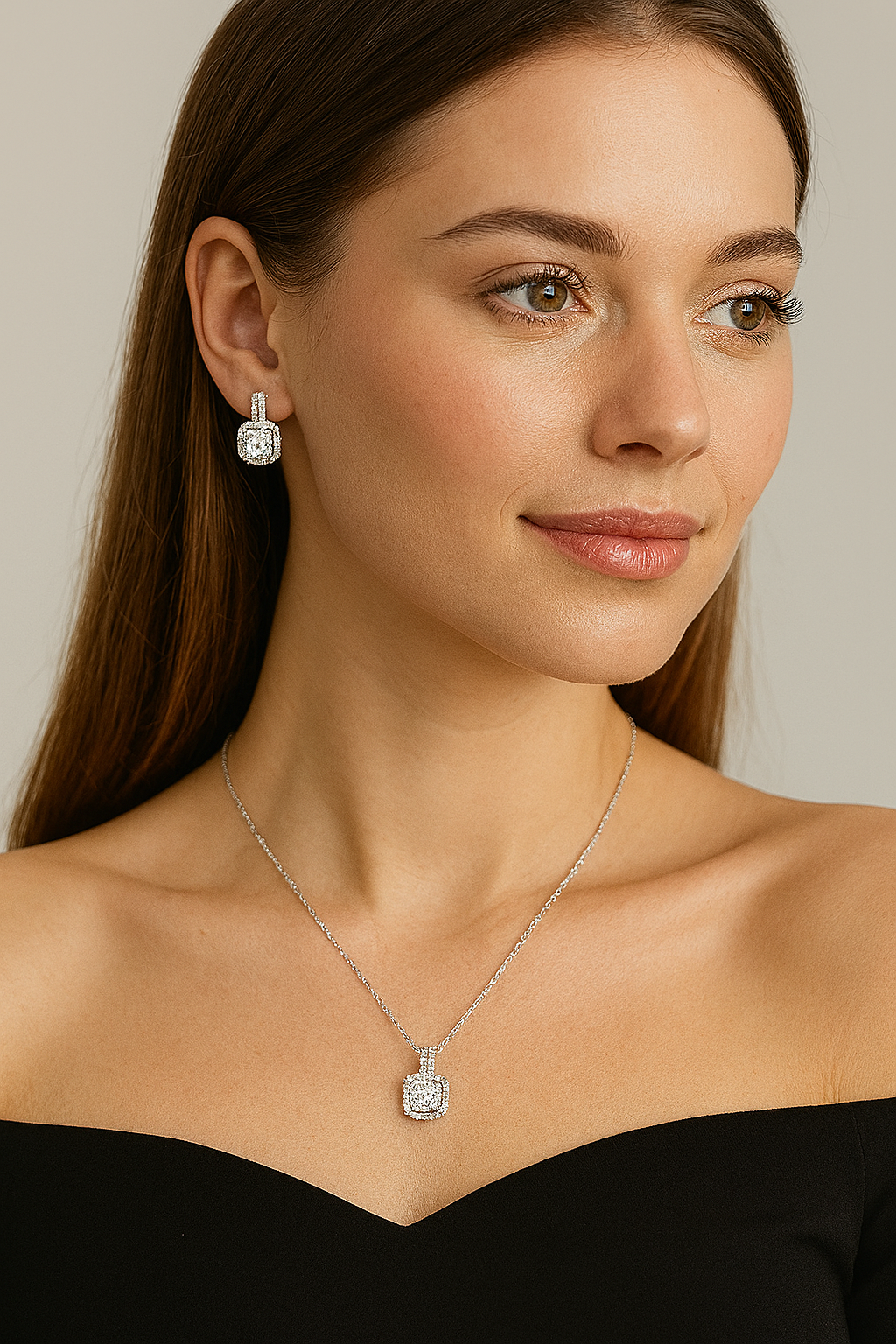 Zircon Necklace and Earring Set – A Sparkle of Elegance